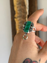 Load image into Gallery viewer, Malachite Rectangle Bloom Ring Size 8.5