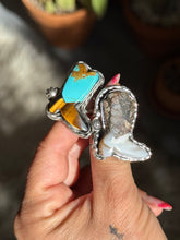 Load image into Gallery viewer, CUSTOM for Jennifer Teal Turquoise and Tigereye Braided Horse Ring