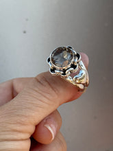 Load image into Gallery viewer, Smokey Quartz Bejeweled Bunny Love Ring Size 9