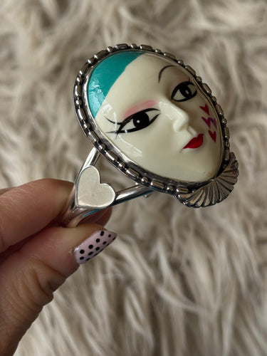 Teal Harlequin Cuff Bracelet