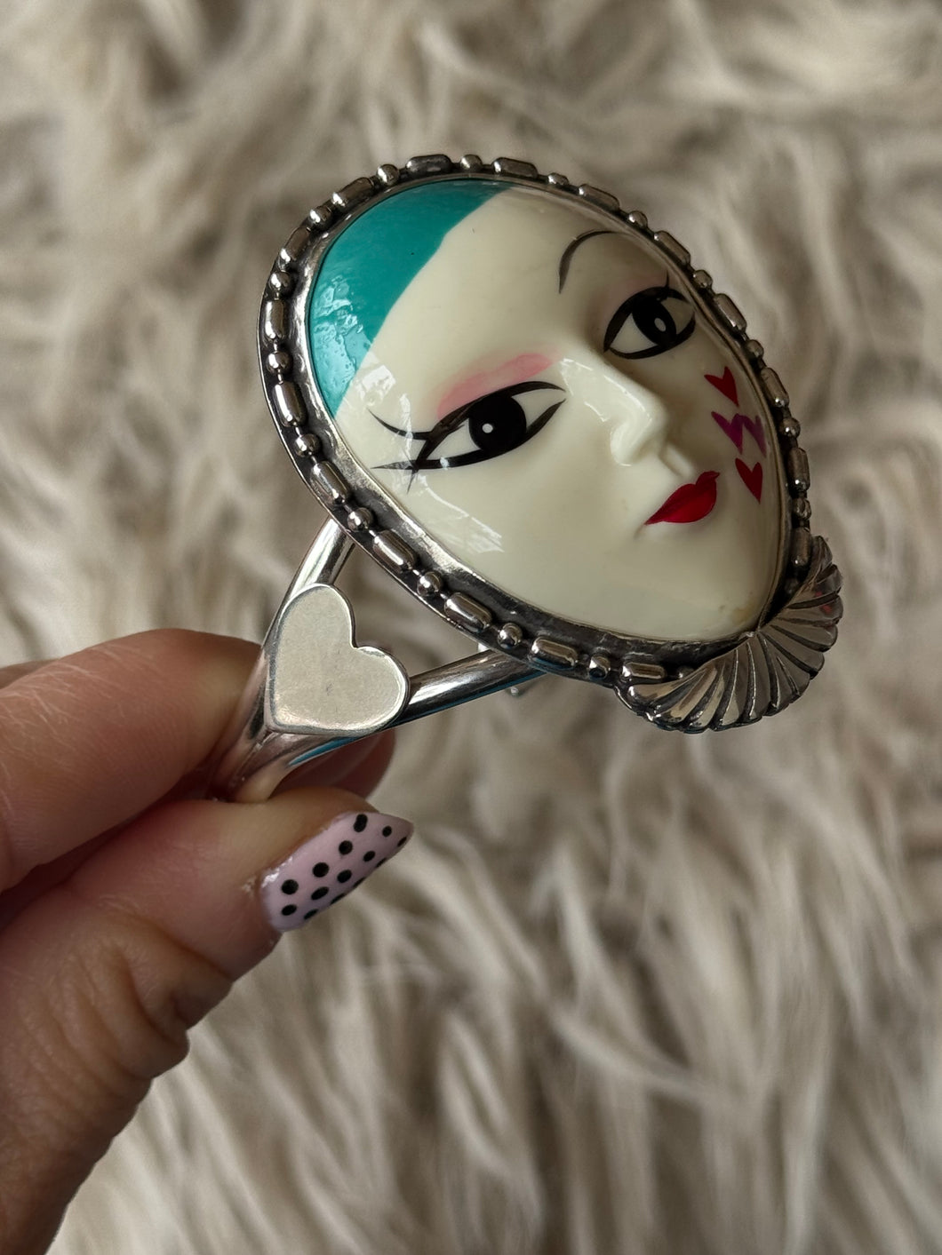 Teal Harlequin Cuff Bracelet