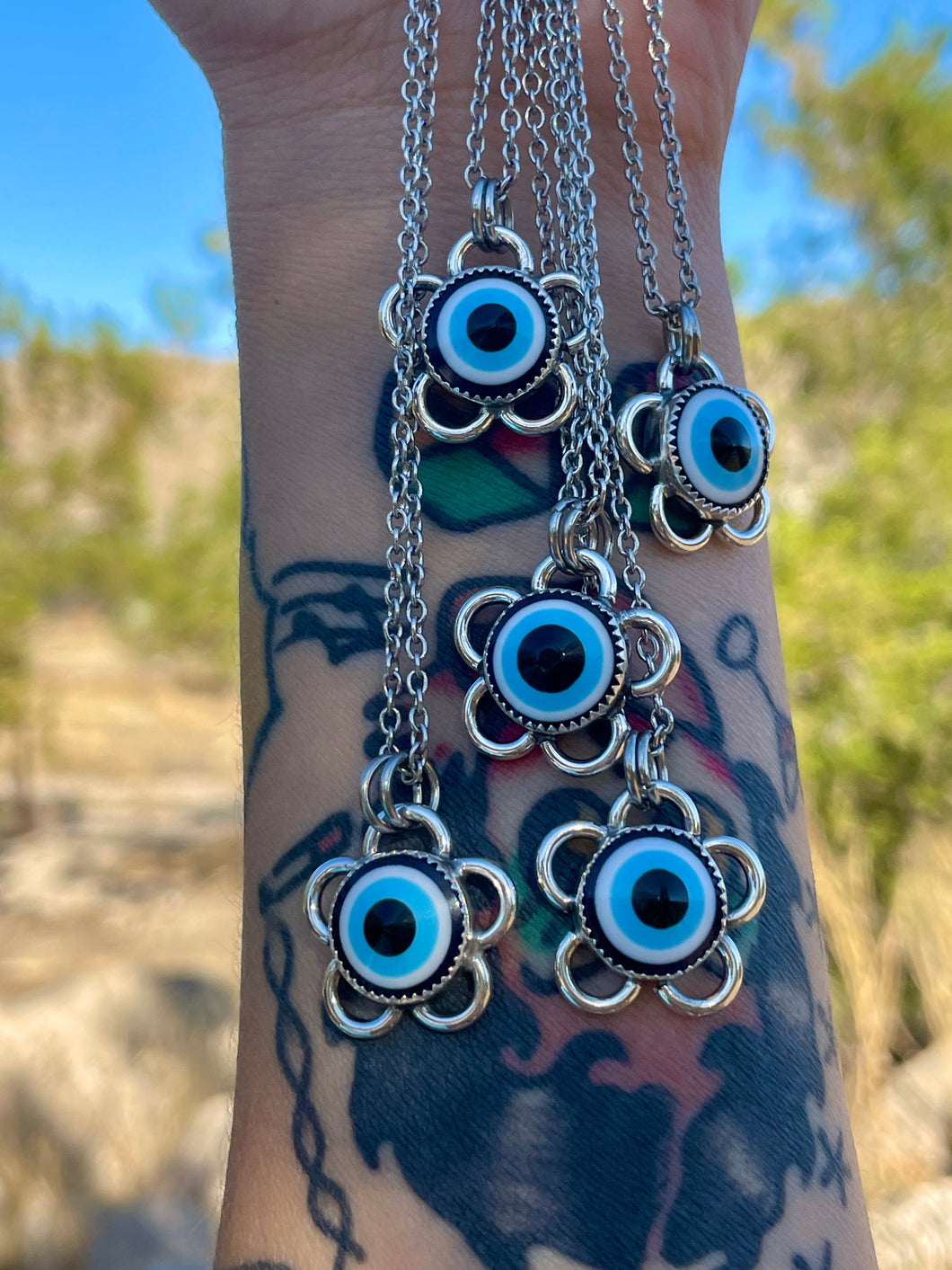 Evil Eye Flower Necklace