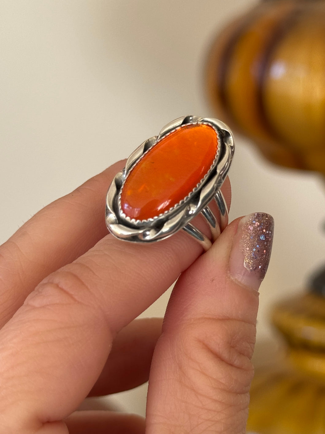 Mexican Fire Opal Ring Size 7