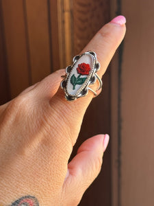 Glass Rose Chain Ring