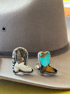 CUSTOM for Jennifer Teal Turquoise and Tigereye Braided Horse Ring