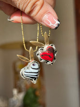 Load image into Gallery viewer, Black and White Psychedelic Bunny Necklace