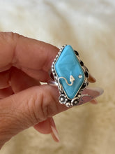 Load image into Gallery viewer, PRE ORDER 1920s Art Deco Blue Glass Goddess Ring