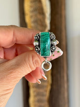 Load image into Gallery viewer, Malachite Rectangle Bloom Ring Size 8.5