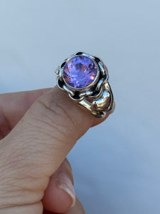 Amethyst Bejeweled Bunny Love Ring Size 8
