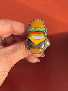 Cheeseburger Glass Ring