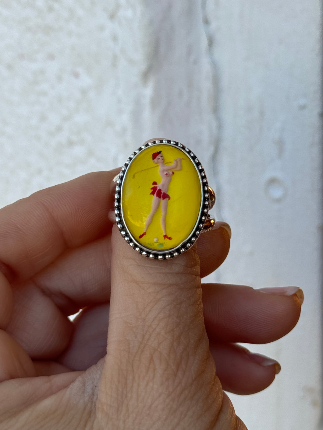 1950s Pin Up Golf Girl Ring