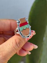 Load image into Gallery viewer, Terracotta Turquoise, zigzag Vase Ring Size 7.5