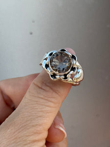 Smokey Quartz Bejeweled Bunny Love Ring Size 9