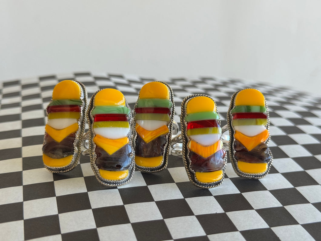 Cheeseburger Glass Ring
