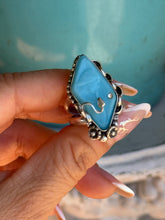 Load image into Gallery viewer, PRE ORDER 1920s Art Deco Blue Glass Goddess Ring
