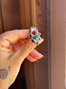 Glass Rose Chain Ring