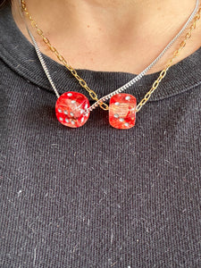 Dicy Red 18k or Sterling Necklace