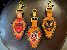 Load image into Gallery viewer, Vintage Halloween Mask Leather Key Fob
