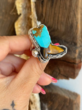 Load image into Gallery viewer, CUSTOM for Jennifer Teal Turquoise and Tigereye Braided Horse Ring