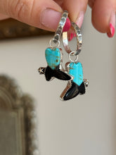 Load image into Gallery viewer, Turquoise and Black Onyx Boot Hoops