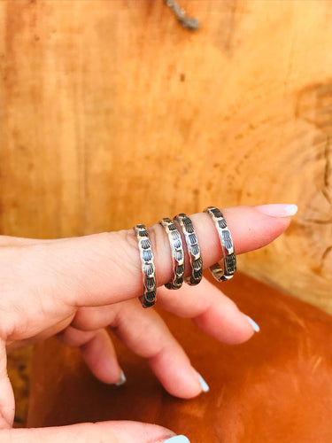 Silver Stamped Stacker Rings
