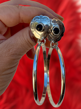 Load image into Gallery viewer, Black Onyx Heart Concho Hoops