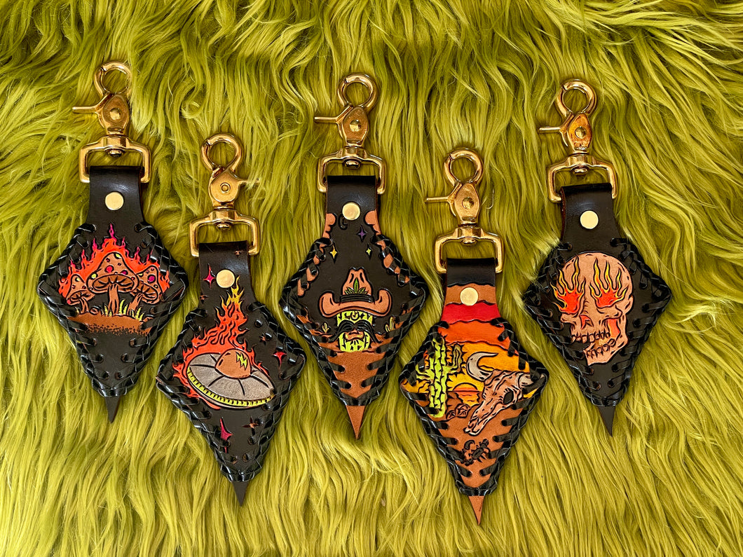 Psychedelic Leather Keychain
