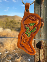 Load image into Gallery viewer, Cactus Cowboy Leather Keychain
