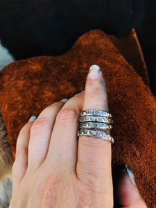 Silver Stamped Stacker Rings
